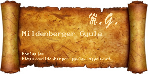 Mildenberger Gyula névjegykártya